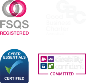 MERJE Recruitment - Disability Confident Committed, Cyber Essentials Certified, FSQS Registered, Good Business Charter Accredited